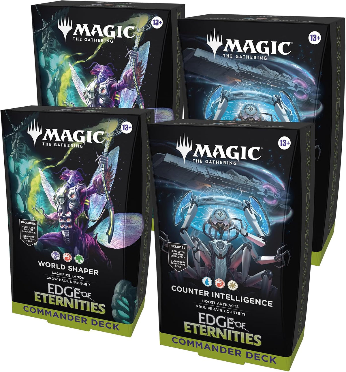 Magic: The Gathering | Edge of Eternities Commander Deck Bundle | 2 of Each Deck (2 World Shaper + 2 Counter Intelligence)