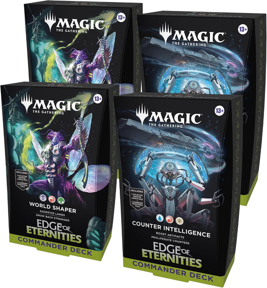 Magic: The Gathering | Edge of Eternities Commander Deck Bundle | 2 of Each Deck (2 World Shaper + 2 Counter Intelligence)